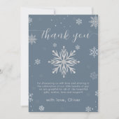Modern Silver Blue Magical Snowflake Baby Shower  Dankeskarte (Vorderseite)
