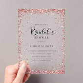 Modern Silver Copper Glitter Bridal Shower  Acryleinladungen (Insitu (Handheld))