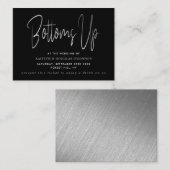 Modern Silver Foil Script Free Drink Ticket Begleitkarte (Vorne/Hinten)