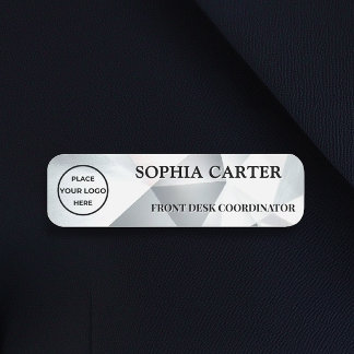 Modern Silver Geometric Name Badge Custom Namensschild