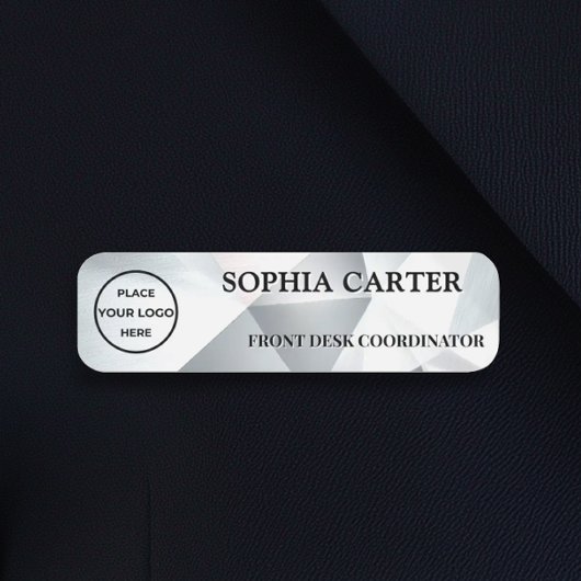 Modern Silver Geometric Name Badge Custom Namensschild