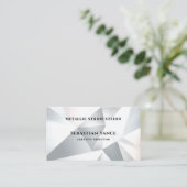 Modern Silver Geometric Visitenkarte (Stehend Vorderseite)