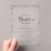 Modern Silver Glitter Bridal Shower  Acryleinladungen (Insitu (Handheld))
