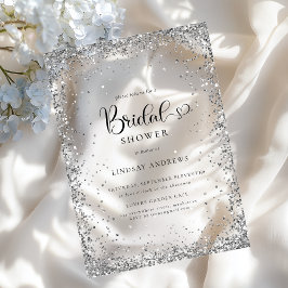 Modern Silver Glitter Bridal Shower  Acryleinladungen