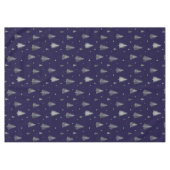 Modern Silver Glitter Christmas trees on blue Tischdecke (Vorderseite (Horizontal))