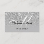 Modern Silver Glitter Monogram Beauty Salon Visitenkarte (Vorderseite)