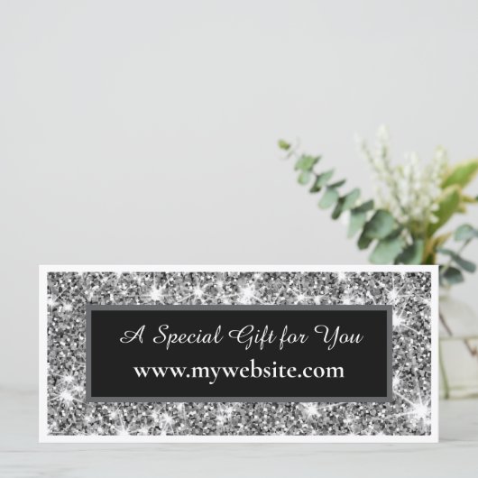 Modern Silver Glitter Salon Gift Note Card (Stehend Vorderseite)
