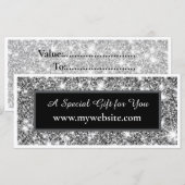 Modern Silver Glitter Salon Gift Note Card (Vorne/Hinten)