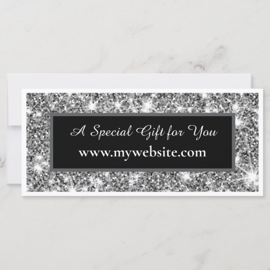 Modern Silver Glitter Salon Gift Note Card (Vorderseite)