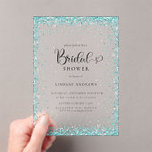 Modern Silver Mint Glitter Bridal Shower  Acryleinladungen (Insitu (Handheld))