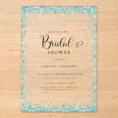 Modern Silver Mint Glitter Bridal Shower  Acryleinladungen (Vorderseite)