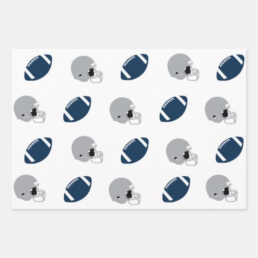 Modern Silver & Navy Blue Football Game Day Geschenkpapier Set (Vorderseite 3)