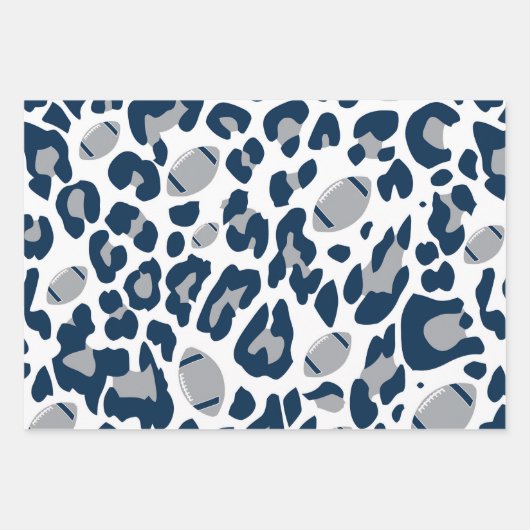 Modern Silver & Navy Blue Football Game Day Geschenkpapier Set (Vorderseite 2)