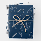 Modern Silver & Navy Blue Football Game Day Geschenkpapier Set (Beispiel)