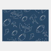 Modern Silver & Navy Blue Football Game Day Geschenkpapier Set (Vorderseite)