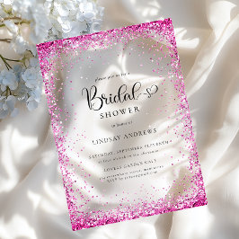 Modern Silver Pink Glitter Bridal Shower  Acryleinladungen