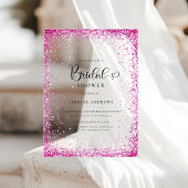Modern Silver Pink Glitter Bridal Shower  Acryleinladungen
