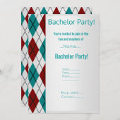 MODERN SILVER RED AQUA BACHELOR PARTEI EINLADUNG (Vorne/Hinten)
