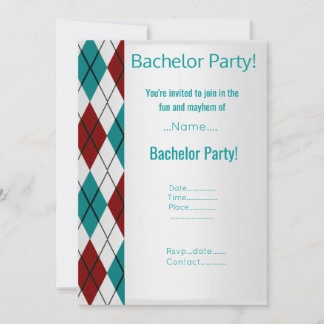 MODERN SILVER RED AQUA BACHELOR PARTEI EINLADUNG