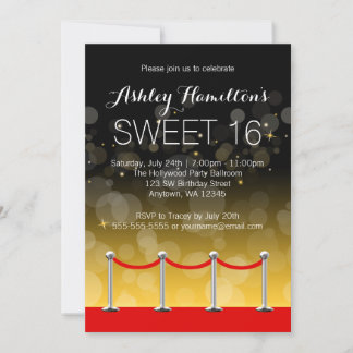 Modern Silver Red Teppich Hollywood Sweet 16 Einladung