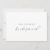 Modern Silver Script Bridesmaid Vorschlag Card Einladung (Vorderseite)