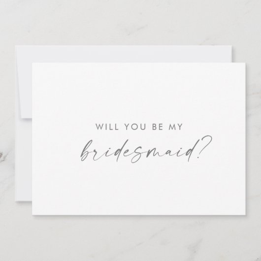 Modern Silver Script Bridesmaid Vorschlag Card Einladung (Vorderseite)