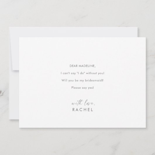 Modern Silver Script Bridesmaid Vorschlag Card Einladung (Rückseite)