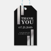 Modern Silver Stripe Wedding Dankeschön Card Geschenkanhänger (Vorderseite)