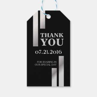 Modern Silver Stripe Wedding Dankeschön Card Geschenkanhänger