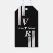 Modern Silver Stripe Wedding Dankeschön Card Geschenkanhänger (Rückseite)