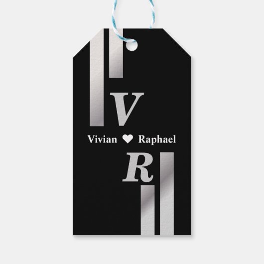 Modern Silver Stripe Wedding Dankeschön Card Geschenkanhänger (Rückseite)