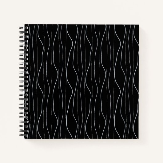 Modern Silver Wavy Lines Pattern Notizblock (Vorderseite)