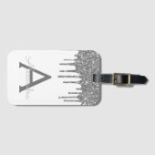 Modern Silver White Glitzer Sparkeller Monogram Gepäckanhänger (Vorderseite (Horizontal))