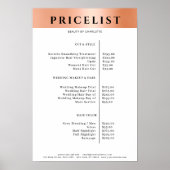 Modern Simpel Orange Salon Price List Poster (Vorne)