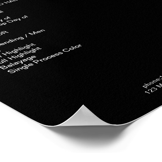 Modern Simpel Preislisten  Poster (Ecke)