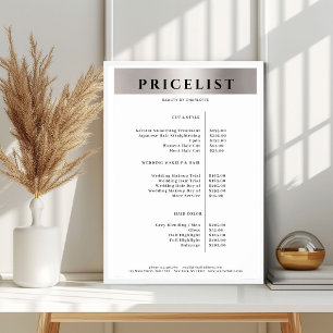 Modern Simpel Silver Salon Preisliste Poster