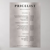 Modern Simpel Silver Salon Preisliste Poster (Vorne)