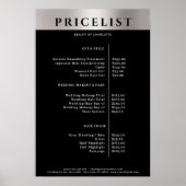 Modern Simpel Silver Salon Price List Poster (Vorne)