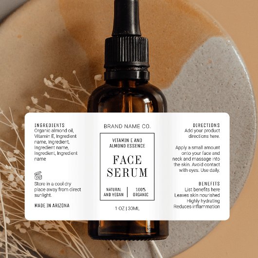 Modern Simple 1 OZ 30ML Dropper Bottle Label Adressaufkleber