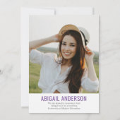 Modern Simple 2023 Abschluss Foto Lila Einladung (Rückseite)