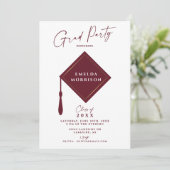 Modern Simple 2 Foto Burgundy Graduation Party Einladung (Stehend Vorderseite)