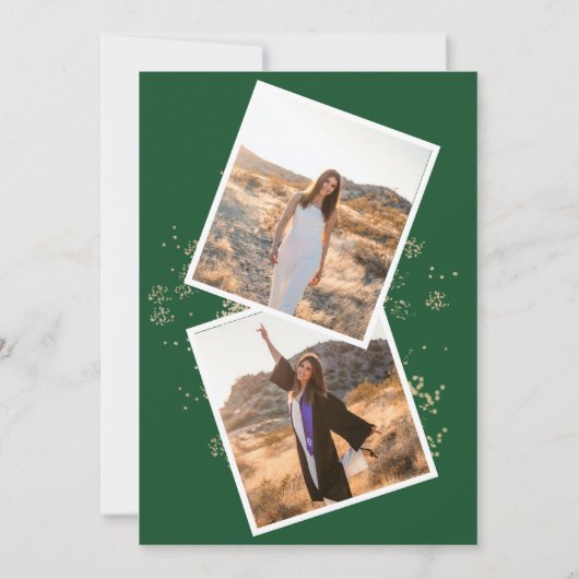 Modern Simple 2 Foto Green Graduation Party Einladung (Rückseite)