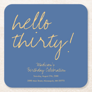 Modern Simple 30. Geburtstag Rechteckiger Pappuntersetzer