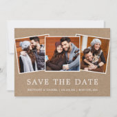 Modern Simple 3 Foto Save the Date Kraft (Vorderseite)