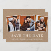 Modern Simple 3 Foto Save the Date Kraft (Vorne/Hinten)