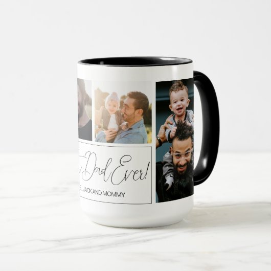 Modern Simple 4 Foto Collage Vathage Day Tasse (VorderseiteRechts)