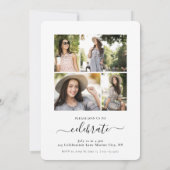 Modern Simple 5 Foto Calligraphy Easy Abschluss Einladung (Rückseite)