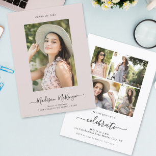 Modern Simple 5 Foto Calligraphy Easy Abschluss Einladung