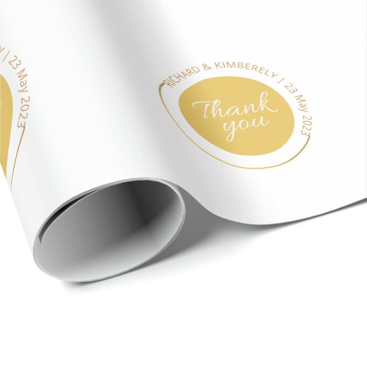 Modern Simple Add Couple Name Date Danke Wrapp Geschenkpapier (Rolleneckpunkt)
