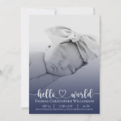 Modern Simple Baby Boy Ankündigung Foto Script (Vorderseite)